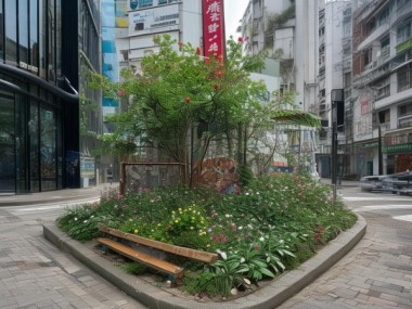 营口新闻传媒中心门口，一个独特的街角小天地
